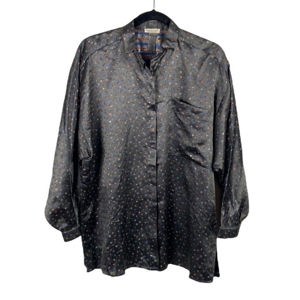 Vintage Toni Gard Dainty Floral Sparkly Button Down Size XL